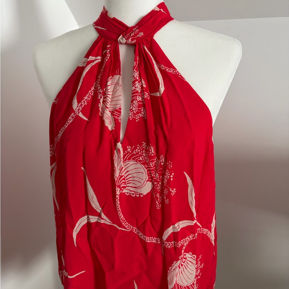 Joie Red Halter Floral-Print Top